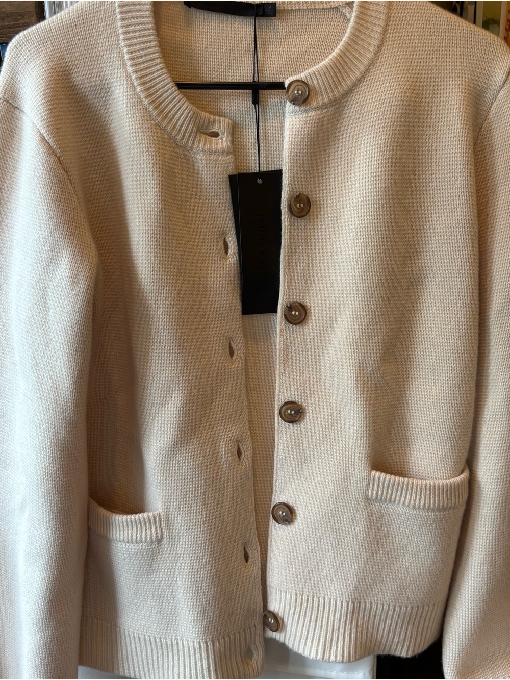 Jenni Kayne Cream Button-Front Knit Cardigan